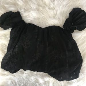 Black off the shoulder blouse